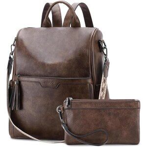 Fashion Anti Theft Vegan Leather with Guitar Shoulder Strap, Coffee